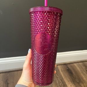 dark pink starbucks studded cup